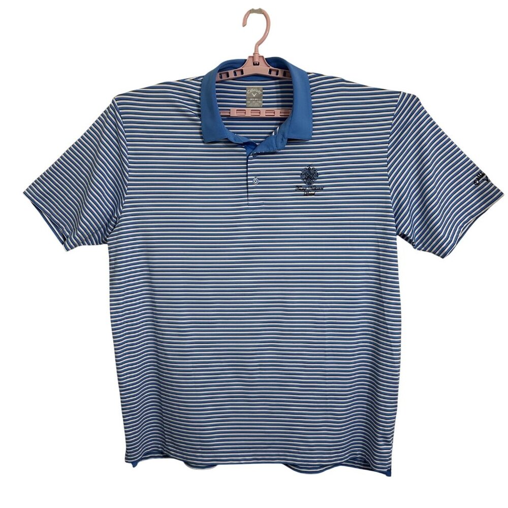 Callaway Mens Blue/White Striped Polo Golf Shirt XXL Opti-Dri - Picture 1 of 11